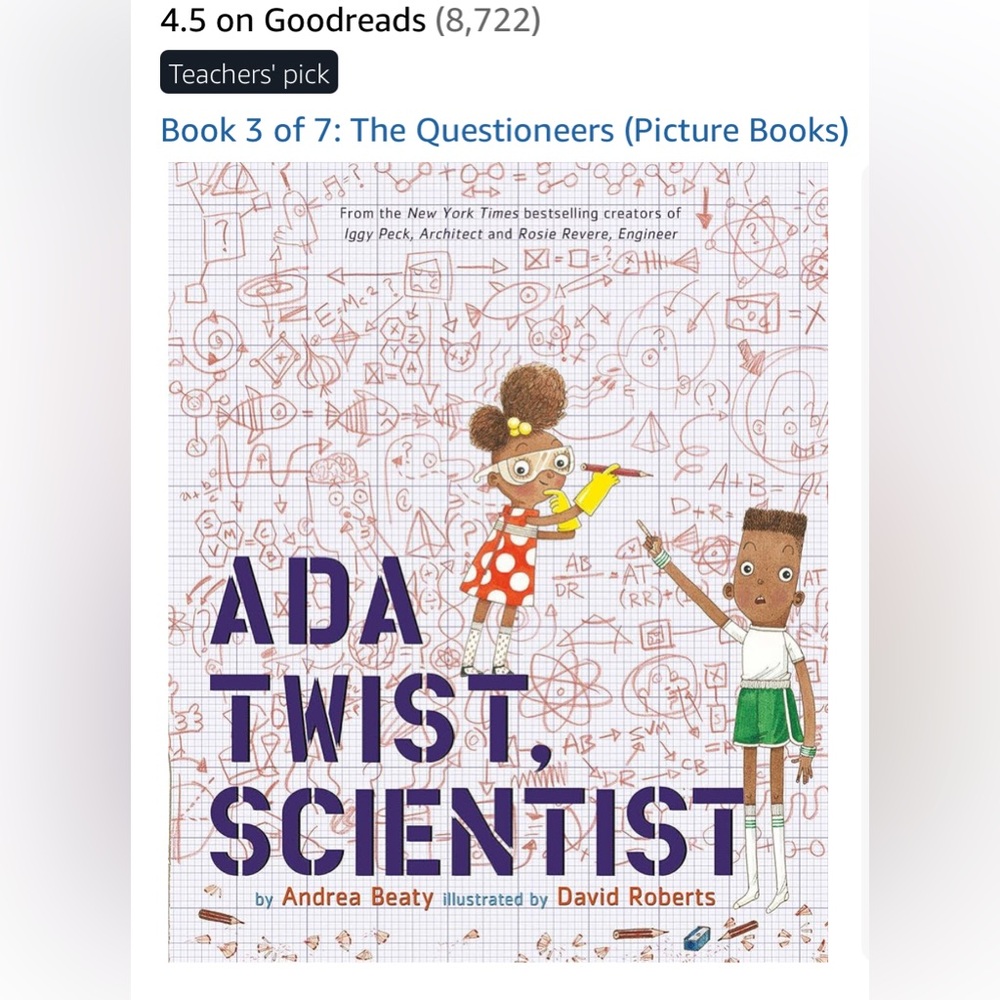 Abrams Books Ada Twist, Scientist hard cover book